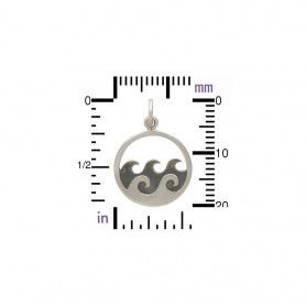 Sterling Silver Ocean Waves Pendant 22x15mm