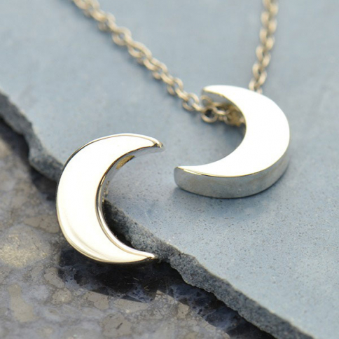 Sterling Silver Beads - Large Moon 12x9mm