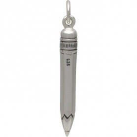 Sterling Silver No 2 Pencil Charm - Hobby Charms 30x3mm