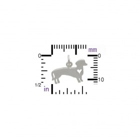 Sterling Silver Dog Charm - Dachshund with Heart 13x13mm