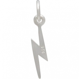 Sterling Silver Tiny Lightning Bolt Charm 19x3mm