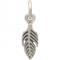 Sterling Silver Tiny Textured Feather Charm 16x4mm