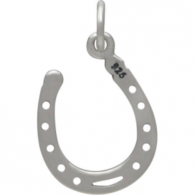  Sterling Silver Realistic Lucky Horseshoe Charm 19x12mm