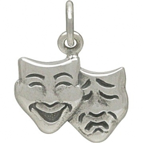 Sterling Silver Theater Mask Charm Comedy and Tragedy15x12mm