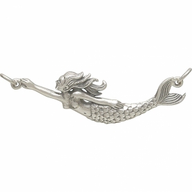 Sterling Silver Mermaid Pendant Festoon 16x42mm