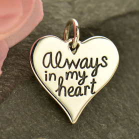 Silver Word Pendant Always in My Heart 15x13mm DISCONTINUED