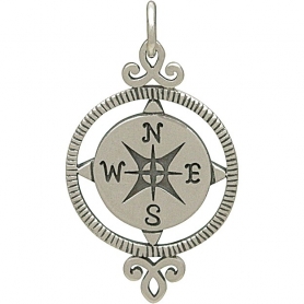 Sterling Silver Compass Charm - Graduation Charms