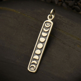 Sterling Silver Moon Phase Charm - Vertical 28x4mm