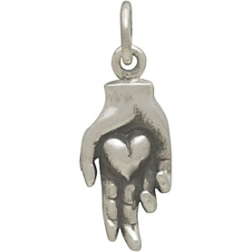 Sterling Silver Hand Holding Heart Charm