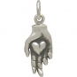 Sterling Silver Hand Holding Heart Charm