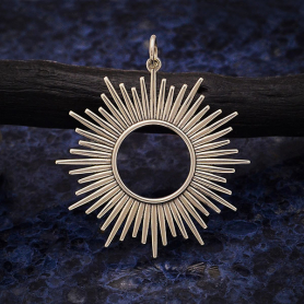 Sterling Silver Spikey Sun Pendant 37x32mm