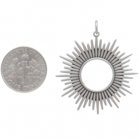 Sterling Silver Spikey Sun Pendant