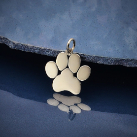 Sterling Silver Paw Print Pendant 19x16mm