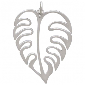 Sterling Silver Openwork Monstera Pendant