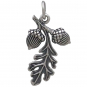 Sterling Silver Oak Leaf Pendant with Acorn Cluster 
