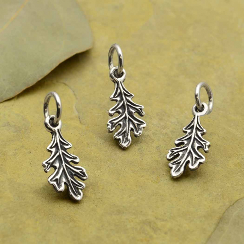 Sterling Silver Tiny Oak Leaf Charm