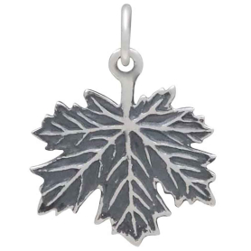 Sterling Silver Maple Leaf Charm Front View
