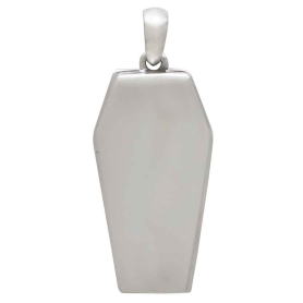 Sterling Silver Coffin Locket Charm Back View