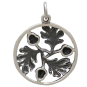 Sterling Silver Oak Leaf and Acorn Mandala Charm Back View