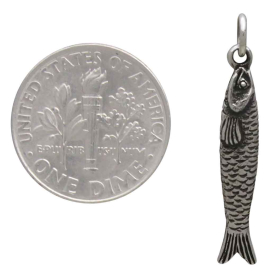 Sterling Silver Small Sardine Charm with Dime