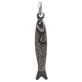 Sterling Silver Small Sardine Charm Back View