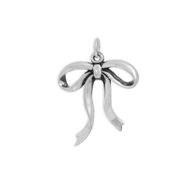 Sterling Silver Dainty Bow Charm 26x20mm