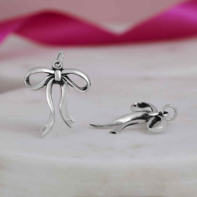 Sterling Silver Dainty Bow Charm 26x20mm