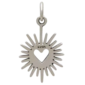 Sterling Silver Small Open Radiant Heart Charm  Back View
