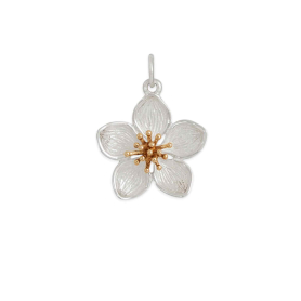 Mixed Metal Dimensional Cherry Blossom Charm 22x16mm