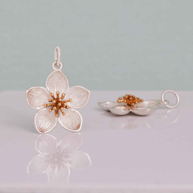 Mixed Metal Dimensional Cherry Blossom Charm