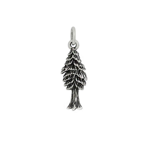 Sterling Silver Small Dimensional Pine Tree Charm 22x7mm