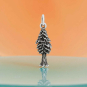 Sterling Silver Small Dimensional Pine Tree Charm on orange background