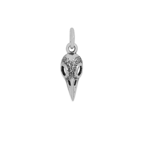 Sterling Silver Small Raven Skull Charm 17x5mm