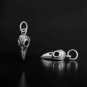 Sterling Silver Small Raven Skull Charm  on dark background