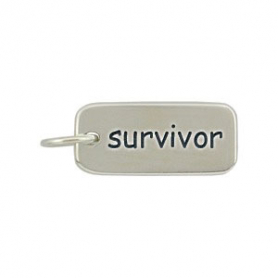 Sterling Silver Word Charm - Survivor 18x7mm