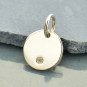 Sterling Silver Small Round Charm w Genuine Diamond 12x8mm