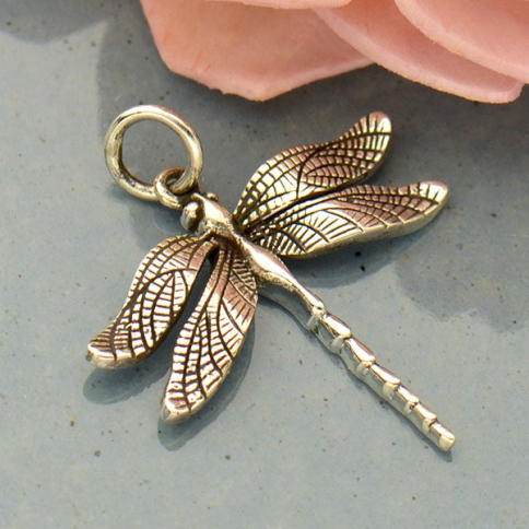 Sterling Silver Large Detailed Dragonfly Charm