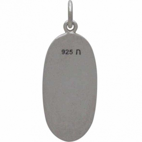 Sterling Silver Pine Tree Charm Etched on an Oval