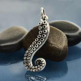 Sterling Silver Octopus Tentacle Charm 25x8mm
