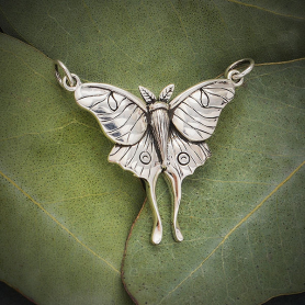 Sterling Silver Luna Moth Pendant Festoon 26x30mm
