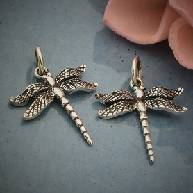 Sterling Silver Small Detailed Dragonfly Charm 19x15mm