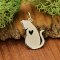 Sterling Silver Mommy Cat Charm with Heart Cutout