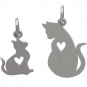 Sterling Silver Mommy and Baby Cat Charm Set