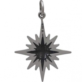 Sterling Silver North Star Charm with 16 Points