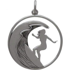 Sterling Silver Surfer Girl Charm 