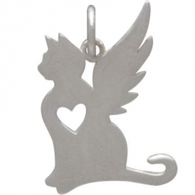Sterling Silver Angel Cat Charm