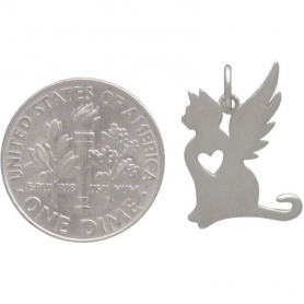 Sterling Silver Angel Cat Charm