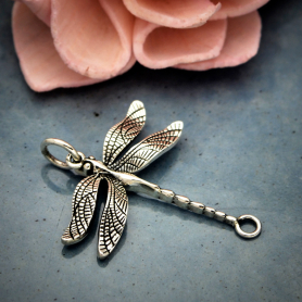 Sterling Silver Detailed Dragonfly Link 27x21mm