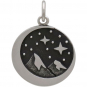 Sterling Silver Snow Cap Mountain Charm with Moon 