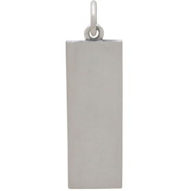 Sterling Silver Rectangle Pine Tree Charm with Moon